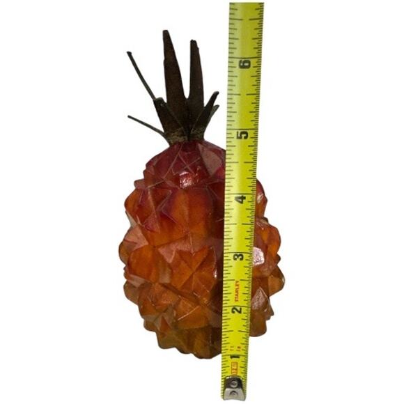 Vintage Mid Century Hand Carved Hawaiian Pumpkin Leather Crown Leaves - Picture 9 of 10